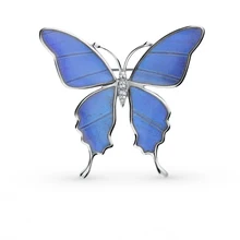 Серебряная брошь с фианитами, эмалью и крыльями бабочки, 6 см SUNLIGHT проба 925