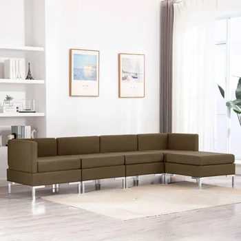 

5 PCs brown fabric sofa Set sofa
