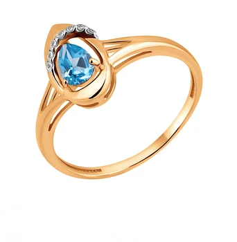 

Gold ring with Topaz and cubic zirconia sunlight sample 585