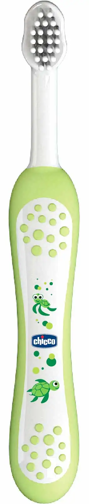 Toothbrush Chicco ergonomic handle, 6 months+, blue color, 320617012 - Цвет: Зеленый