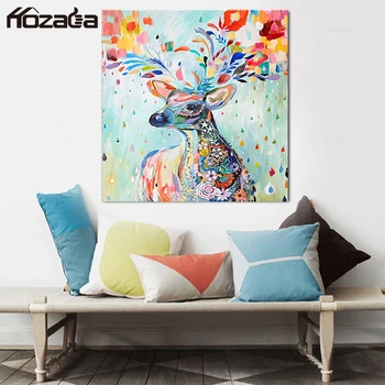 

Hozada Canvas Art Paintings Print Wall Poster Wall Decoration Pictures Animal Elephant Zebra Deer Modern Wall Art 40×40cm