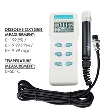 Tester digitale per misuratore di ossigeno disciolto 0 ~ 199.9% / 0 ~ 19.99 PPM / 0 ~ 19.99 mg/I gamma per acquacoltura, industriale, ambientale
