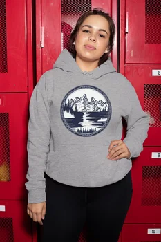 

Angemiel Wear Mountain And Lake Gray Women 'S Hooded Sweatshirt