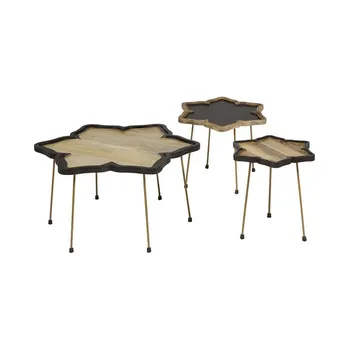 

Set of 3 small tables Mango wood Iron