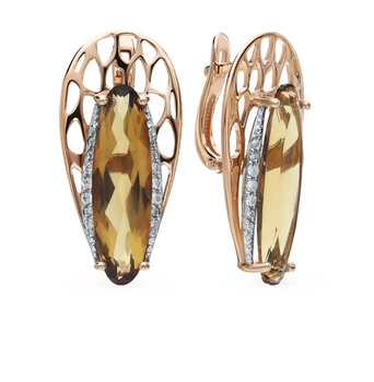 

Gold earrings with quartz and cubic zirconia sunlight sample 585