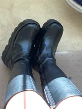 BONJOMARISA de moda botas de plataforma de tacón grueso cuñas media pantorrilla botas de mujer casual de marca de fondo grueso zapatos de invierno Mujer