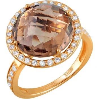 

Esthete ring with quartz and cubic zirconia in red gold