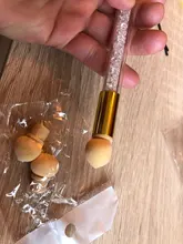 Cepillo de doble cabeza para uñas, mango de purpurina para espejo, esponja lavable para arte de uñas, pintura de puntos en polvo, equipo de manicura GL945, 1 Uds.