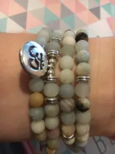 S-Bracelet Necklace Charm Frosted-Amazonite-Beads Lotus-Om 108 Mala Buddha Matte Fashion Women
