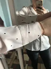 Casual Women Blouse Tops Collar Long-Sleeve Office-Work Printed Polka-Dot Fashion Ladies