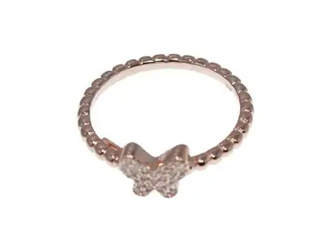 

Pink silver ring type twisted twine center butterfly