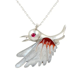 

Silver 925 Sterling Bird Pattern Zircon Necklace