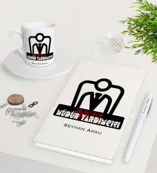 

Personalized School Assistant Manager White Notebook Pen Turkish coffee Cup Seti-1