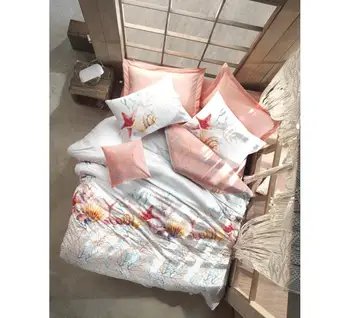 

100% Turkish Cotton Pink Ocean Bedding Set, Duvet Cover + Flat Sheet + Pillowcases, Made in Turkey