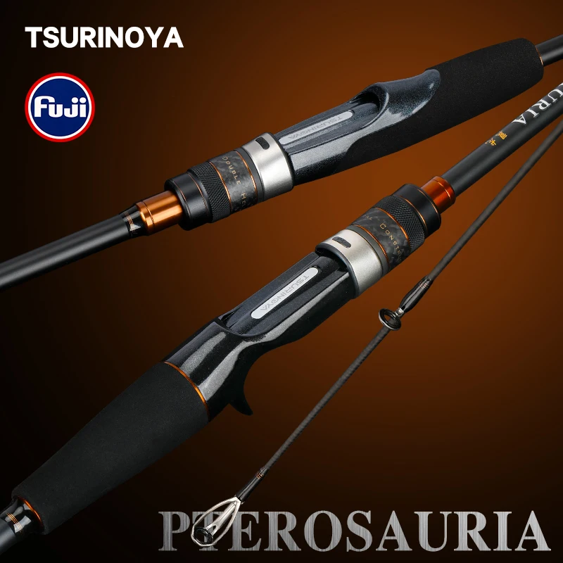 TSURINOYA 2.28m Medium Carbon Fishing BASS Rod PTEROSAURIA F Action FUJI Guide Professional Spinning 2 Section rod | Спорт и