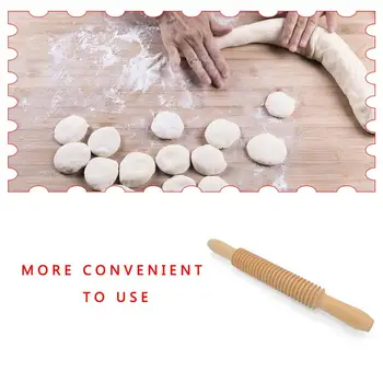 

Pasta Noodle Stick Cutter Thread Rolling Pin Solid Wood Dough Stick Wood Kitchen Tool Dumpling Skin Baking Cake Tool