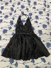 Backless Dress Strap Satin A-Line Night-Party Elegant Sexy Deep-V-Neck Casual Sleeveless