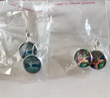 Pendientes de árbol de la vida para mujer, aretes de Color plata, pendientes de Francia para mujer, aretes con gancho para la oreja, joyería cabujón de cristal