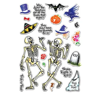 

Funny Skull/Skeleton Helloween Set Clear Silicone Stamps For DIY Scrapbooking Photo Album Cards Making Decor 2019 New Stamps