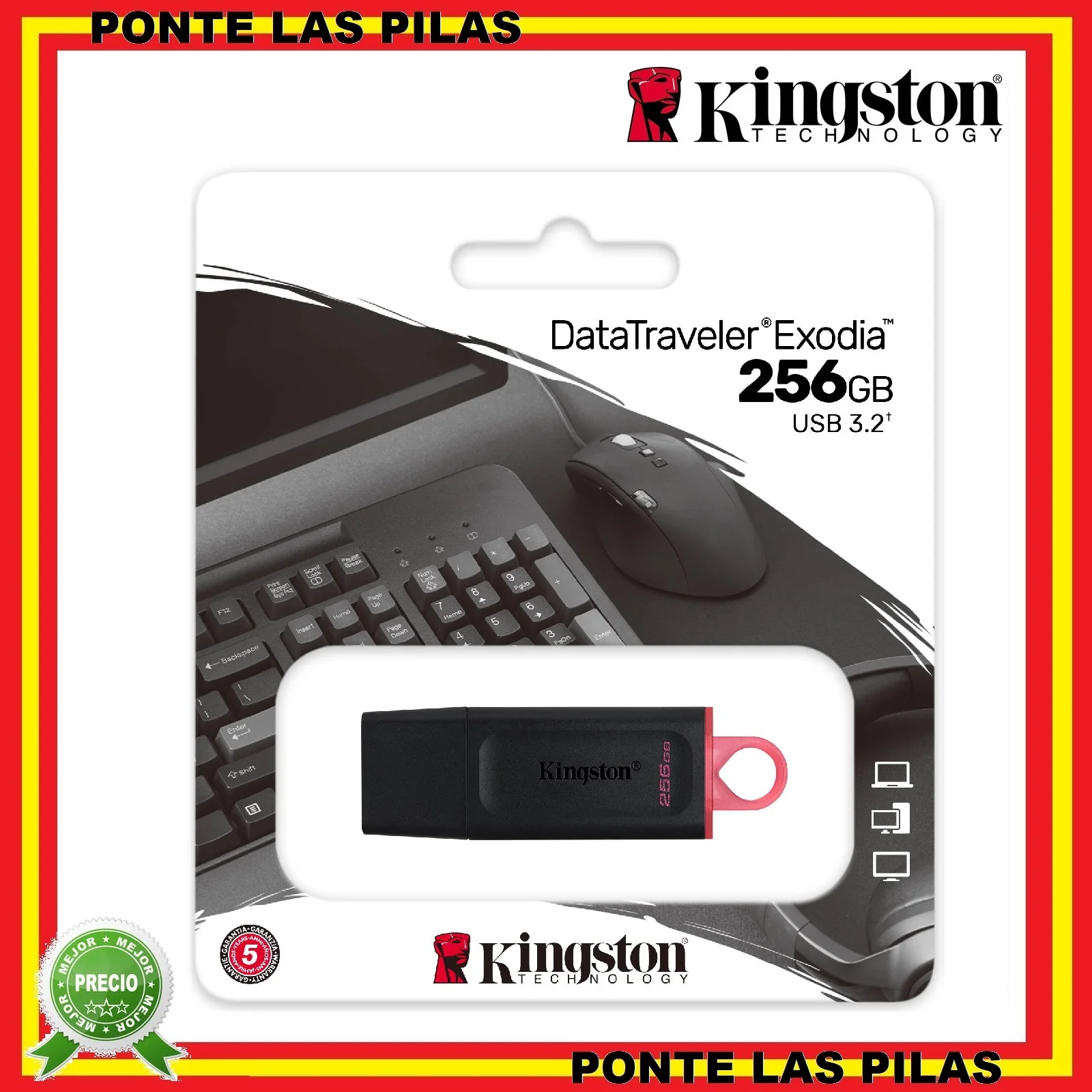 Kingston Pendrive 256Gb Usb 3.2 Exodia Datatraveler-Memoria Flash Drive Originale Rosa Storage Pc Laptop