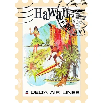 

Hawaii souvenir magnet vintage tourist poster