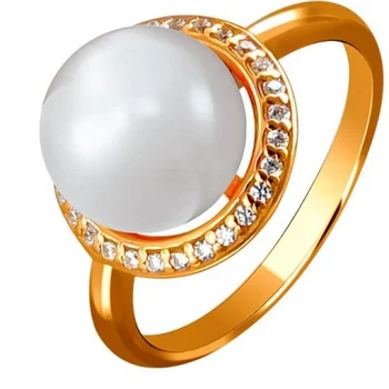 

Esthete ring with pearls and cubic zirconia silver with gilding