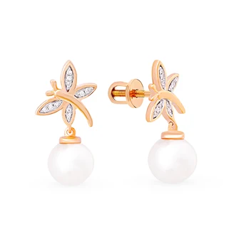 

Gold earrings with pearls and diamonds sunlight sample 585 test