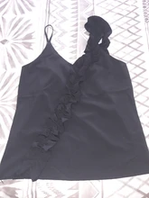 Blusa informal sin mangas con tirantes finos para verano, camisa Sexy con escote en V y volantes para mujer, Espalda descubierta, para oficina