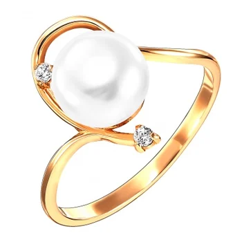 

Примаэксклюзив ring with pearls and cubic zirconia in red gold