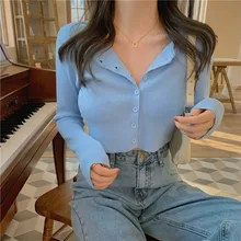 Aliexpress - Korean Style O-neck Cardigan Short Knitted Sweaters 2021 Women Thin Cardigan Sleeve Sun Protection Crop Top Ropa Mujer Hot Sales