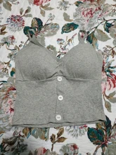 Sujetador deportivo de algodón con botones para mujer, ropa interior para chica, Push-Up, para correr y Yoga