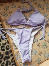 Tankini-traje de baño pequeño para mujer, microbikini azul, conjunto de bikini brasileño de estilo vendaje púrpura de cintura baja, traje de baño de dos piezas