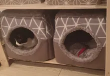 Cama para perros, gatos, cama blanda cama perrera casa cueva cama de saco para dormir Pad tienda mascotas invierno cálido y acogedor camas 2 tamaño L XL 2 colores