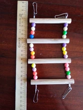 Escaleras de loros para pájaros y mascotas, juguete de escalada, bolas de colores colgantes con cable de madera Natural, cuerda para hámster, loro, mordedura, arnés jaula