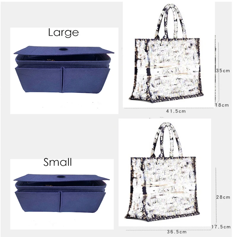 For Book Tote Small Large-Purse Organizer Insert-Anti-Theft Multifunction With Flip/Premium 3MM Felt Handmade/21 Colors