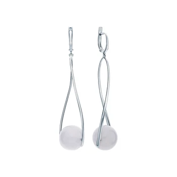 

Silver earrings with chalcedony sunlight sample 925