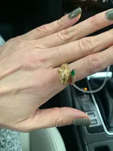 Anillo de boda de circón dorado con cabeza de leopardo para hombre y mujer, joyería abierta, moda al por mayor