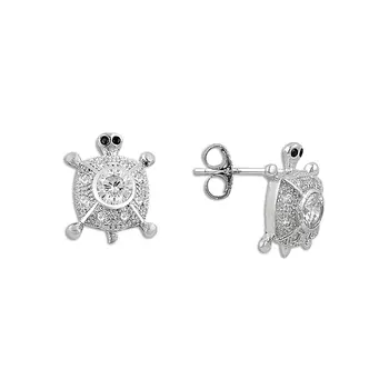 

Angemiel 925 Silver Zircon Stone Turtle Earrings