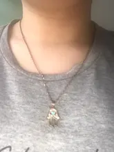 1PC turco de mal de ojo mano COLLAR COLGANTE Hamsa para mujer joyería de Color hueco clavícula cadenas de enlace