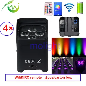 

Wireless dmx up Lights Battery LED Par Light RGBWA+UV 4*18w Wifi Led Wash Light DJ Uplight IRC remote Control Wedding Uplighting