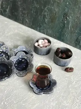 

blue white honeycomb luxury handmade tea tea set for 2