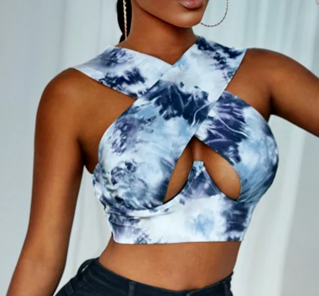 Women's Criss Cross Tank Tops Sexy Sleeveless Solid Color Cutout Front Crop Tops Party Club Streetwear Summer Lady Bustier Tops 96B