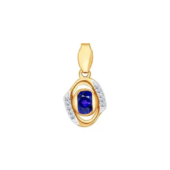 

Sokolov gold pendant with diamonds and Sapphire, fashion jewelry, 585, women's male, pendants for neck women