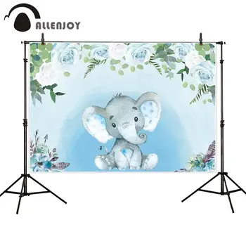 

Allenjoy photography flower pink blue newborn baby Shower Backdrops Elephant 1st birthday party Banner Backgrounds Photocall