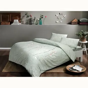

Tac Textile Ranforce Tiana Soft Feel Hypoallergenic % 100 Cotton 3 Pieces Single Duvet Cover Set with Flat Sheet green