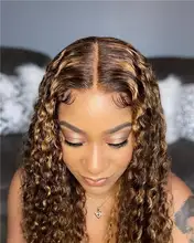 ALICE-pelucas de cabello humano rizado con malla frontal, cabello con cierre superior de cuero cabelludo de 150% de densidad, no Remy