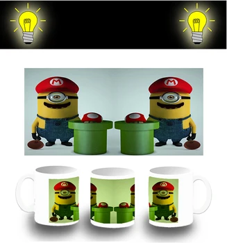 

CUP PHOTOLUMINESCENT PLUMBER FUNNY VIDEO GAME glitter mug