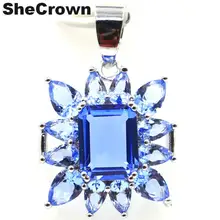 30x20 мм необычный богатый синий фиолетовый танзанит шекрон подарок для девочек серебряный кулон