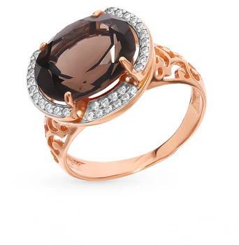 

Silver ring with раухтопазами and cubic zirconia sunlight sample 925 test