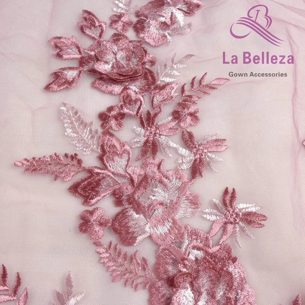 La Belleza дизайн кружева, вино 3D цветы кружева ткань, синий, розовый 3D Цветы Кружева Ткань вечернее платье кружевная ткань 1 ярд